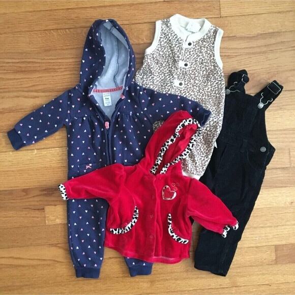 Carter's Mixed Brand 6-12M Girls Fall/Winter Bundle Overalls Outer Layers Jacket - Picture 1 of 9